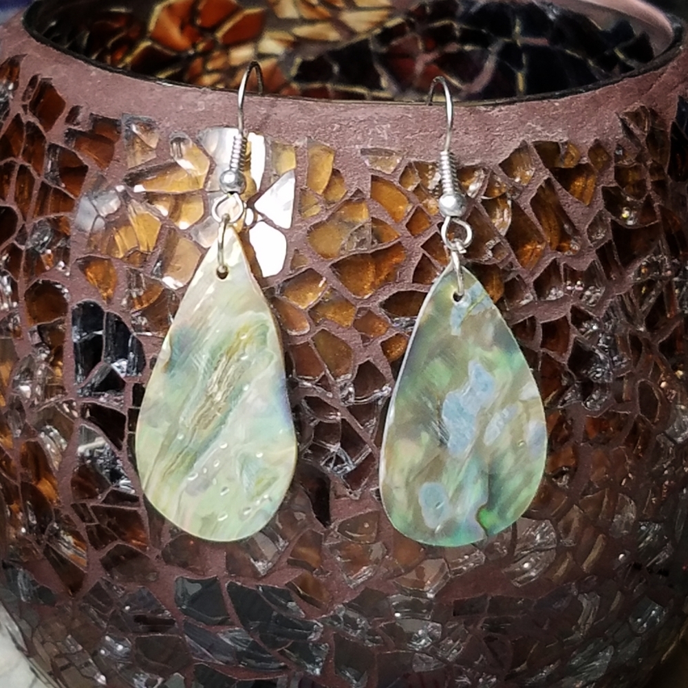 Genuine Abalone and Sterling Silver Earrings